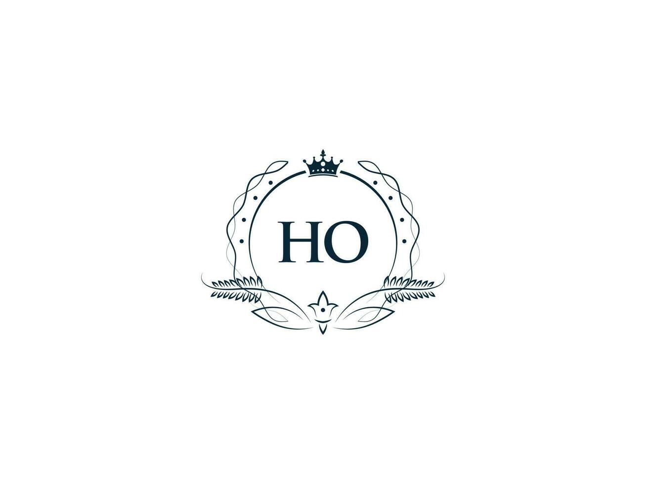 Feminine Crown Ho King Logo, Initial Ho oh Logo Letter Vector Art