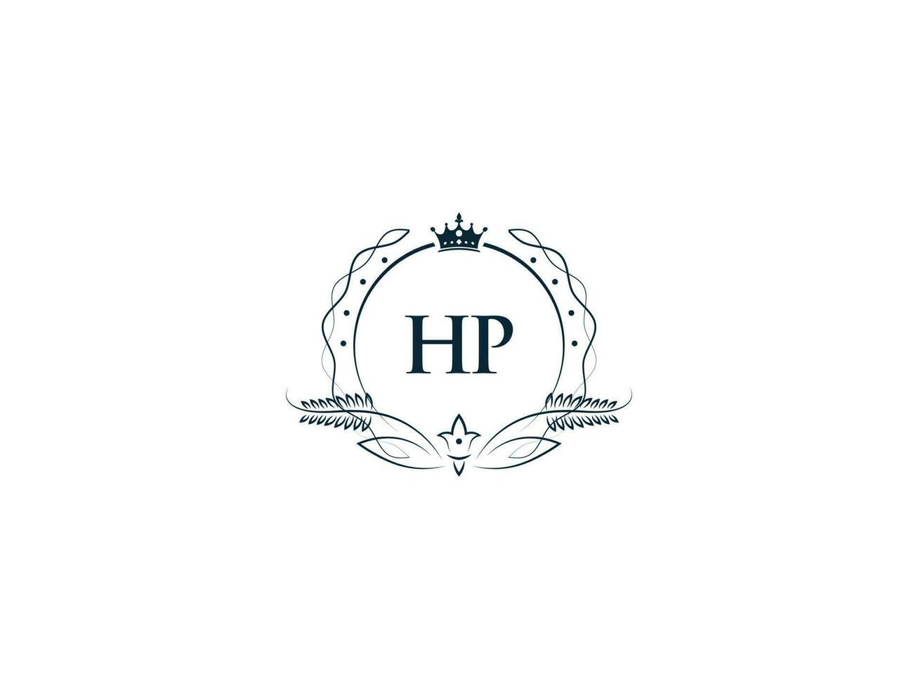 femenino corona hp Rey logo, inicial hp ph logo letra vector Arte