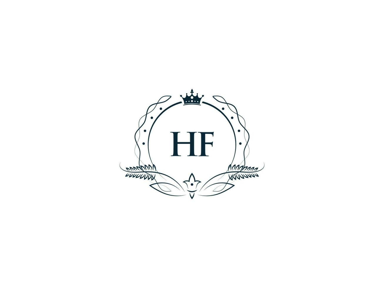 Feminine Crown Hf King Logo, Initial Hf fh Logo Letter Vector Art