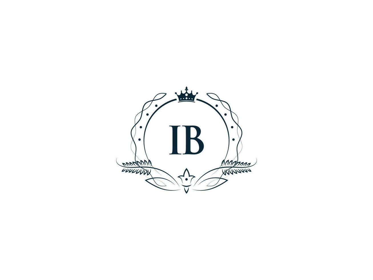 Monogram Luxury Ib Logo Letter, Creative Crown Ib bi Feminine Company Logo vector