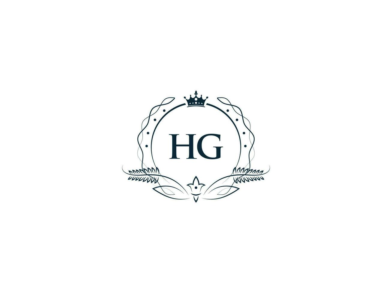 Feminine Crown Hg King Logo, Initial Hg gh Logo Letter Vector Art