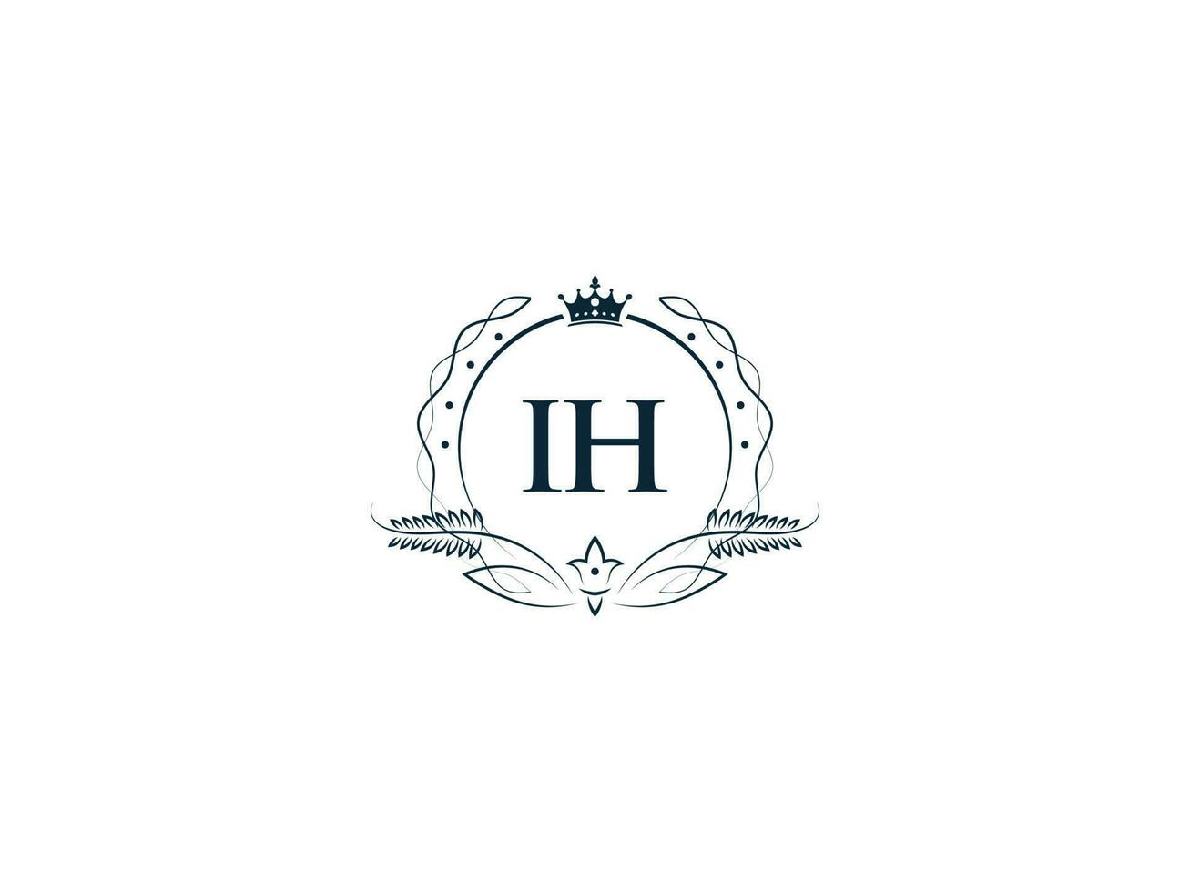 Monogram Luxury Ih Logo Letter, Creative Crown Ih hi Feminine Company Logo vector