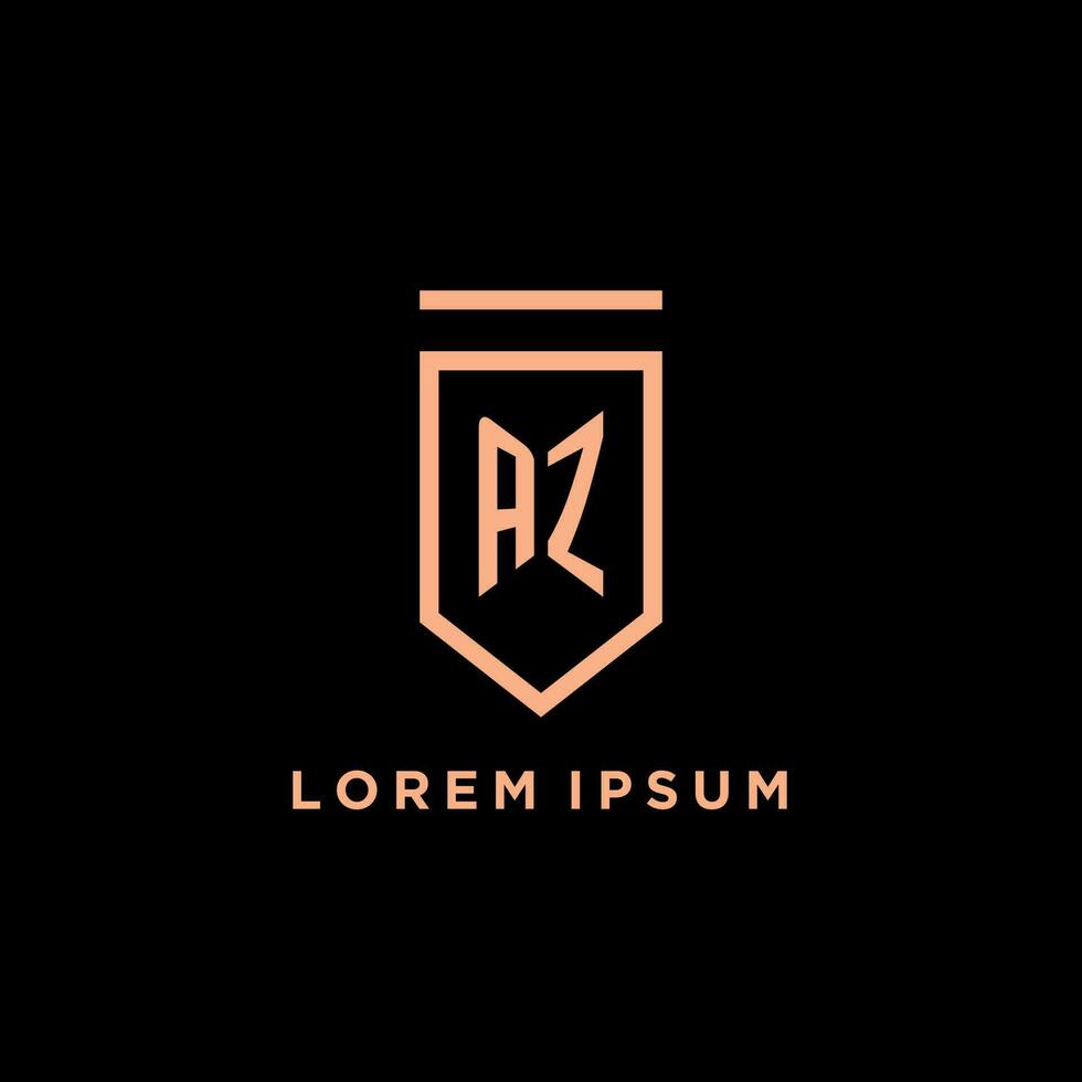 AZ monogram initial with shield logo design icon vector