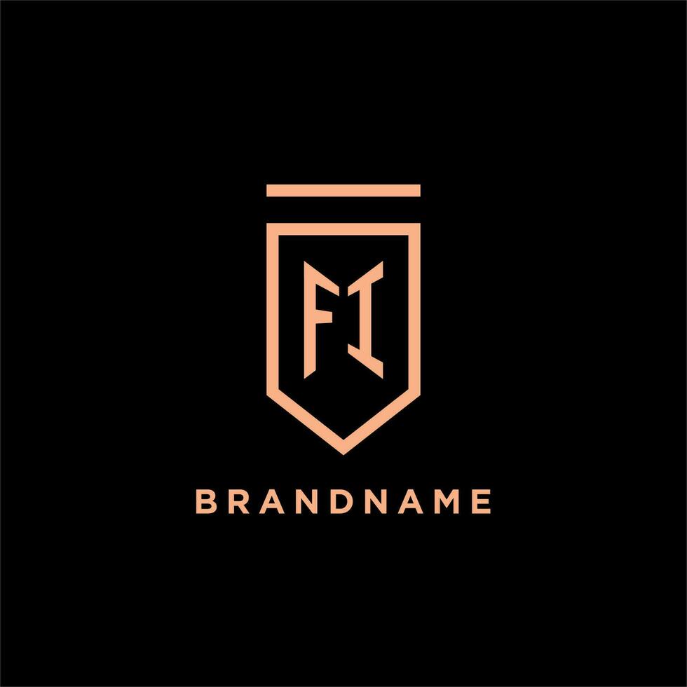 FI monogram initial with shield logo design icon vector