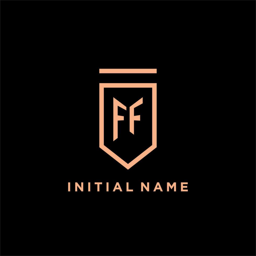 FF monogram initial with shield logo design icon vector