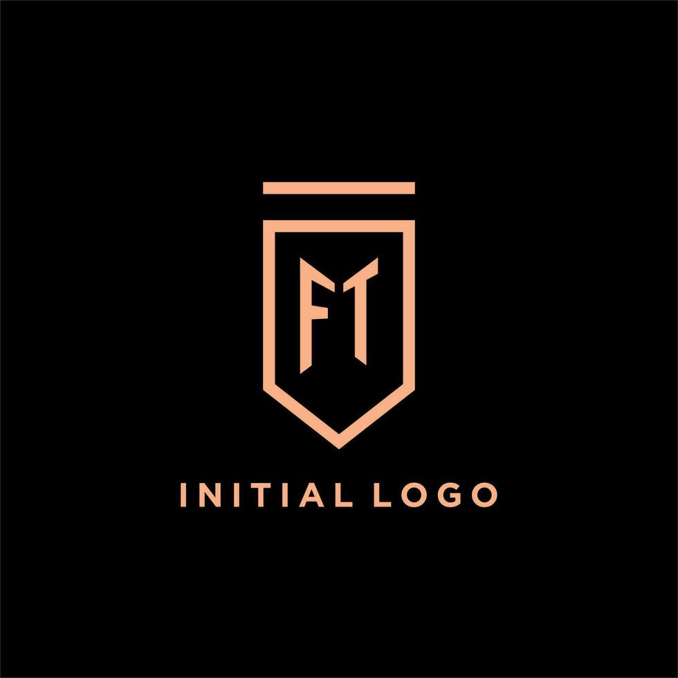 FT monogram initial with shield logo design icon vector