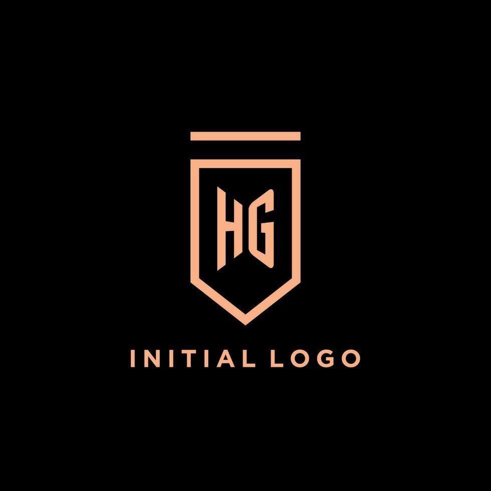 HG monogram initial with shield logo design icon vector