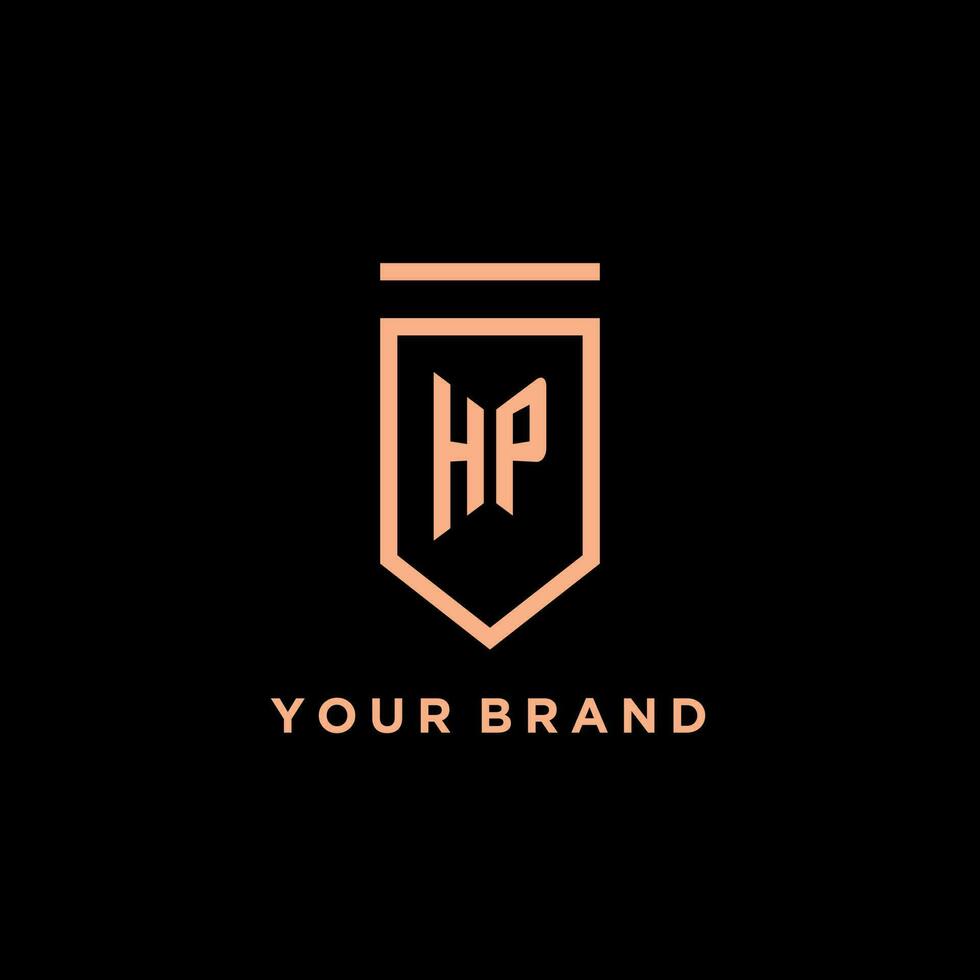 HP monogram initial with shield logo design icon vector