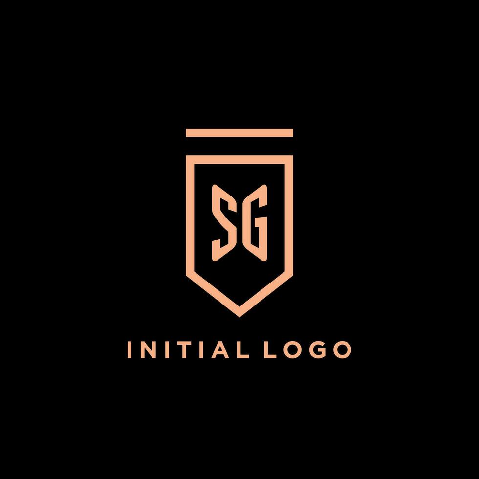SG monogram initial with shield logo design icon vector