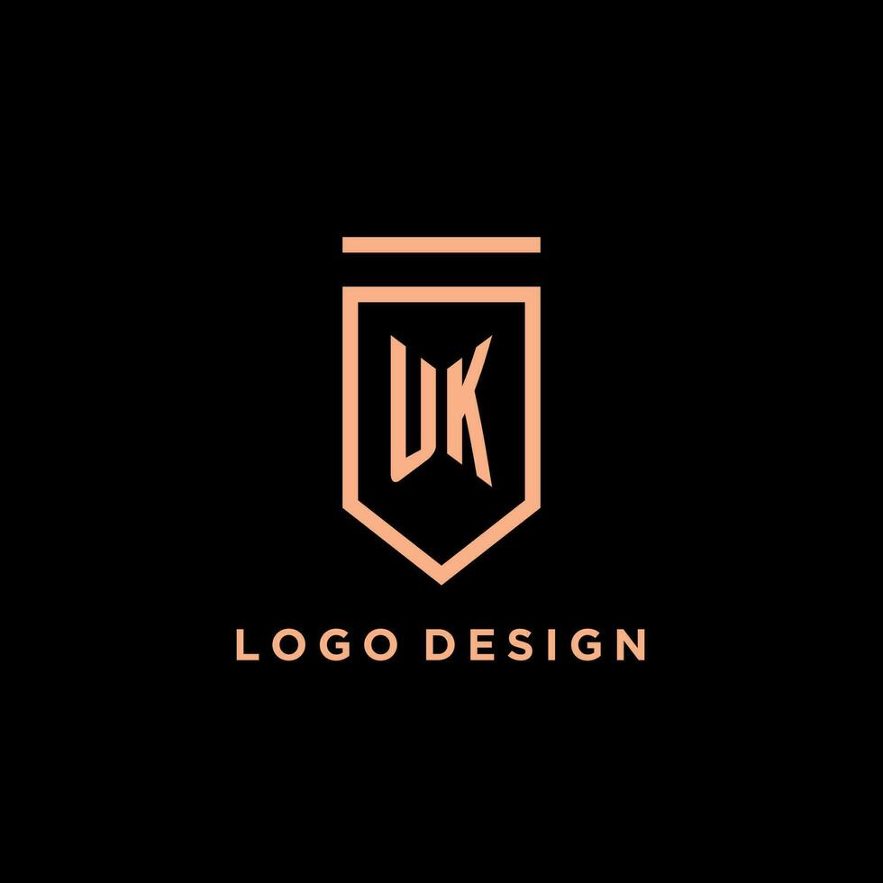 UK monogram initial with shield logo design icon vector