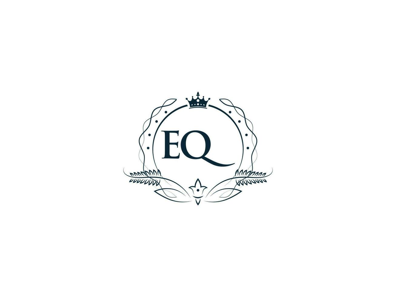 Minimal Eq Logo Icon, Luxury Crown Eq qe Feminine Letter Logo icon vector