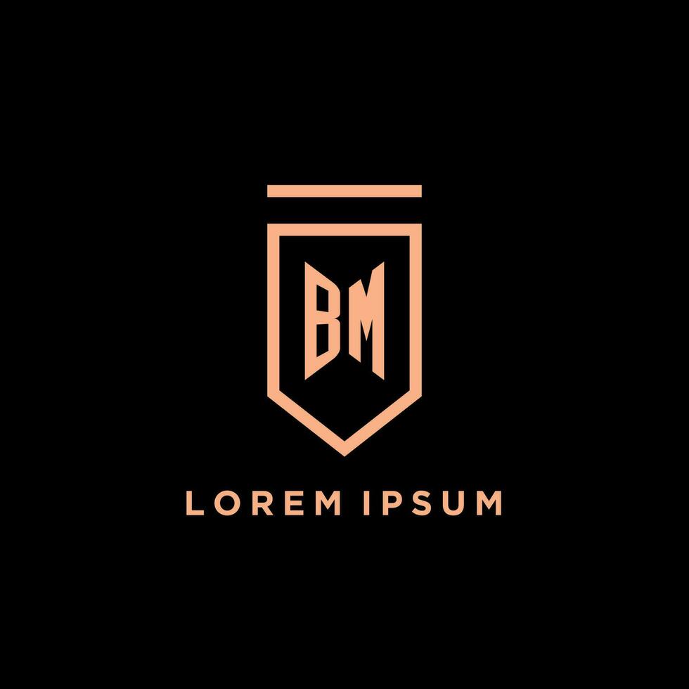BM monogram initial with shield logo design icon vector