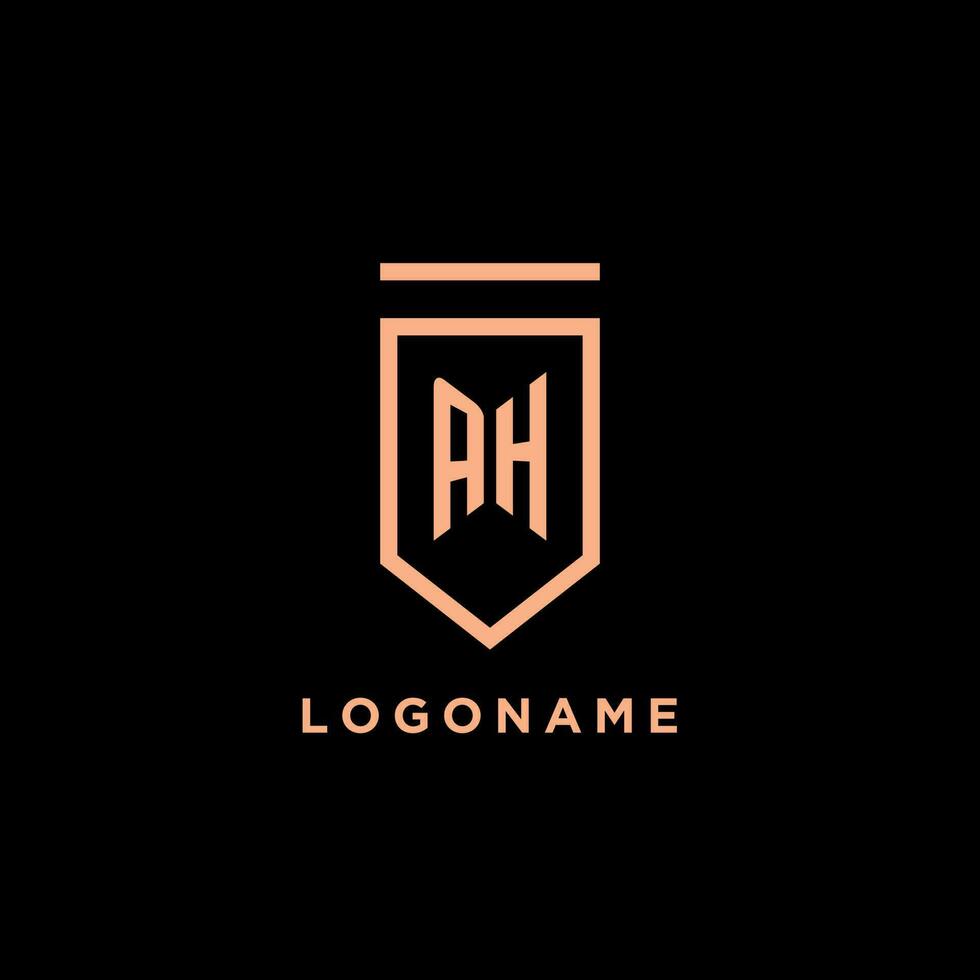 AH monogram initial with shield logo design icon vector