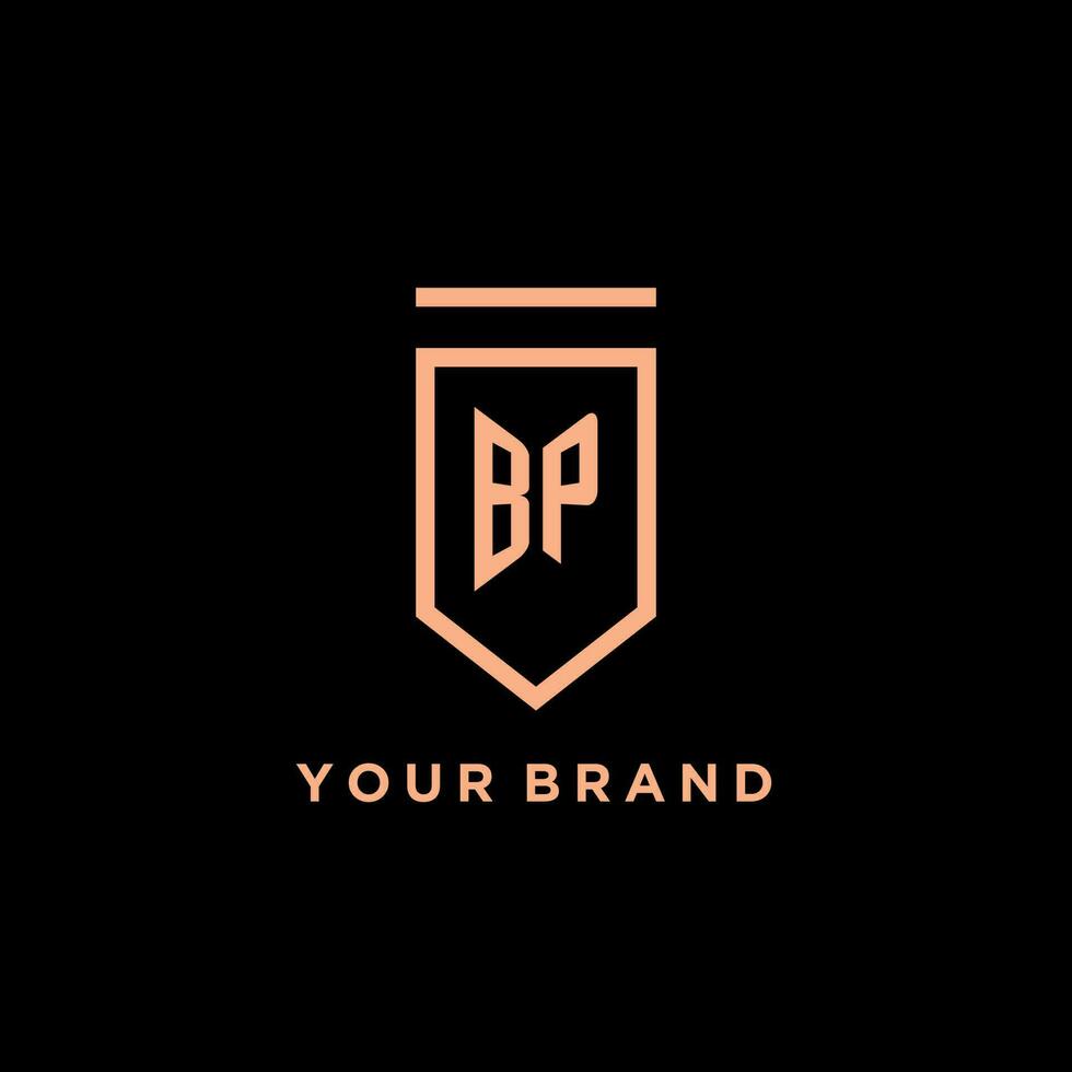 BP monogram initial with shield logo design icon vector