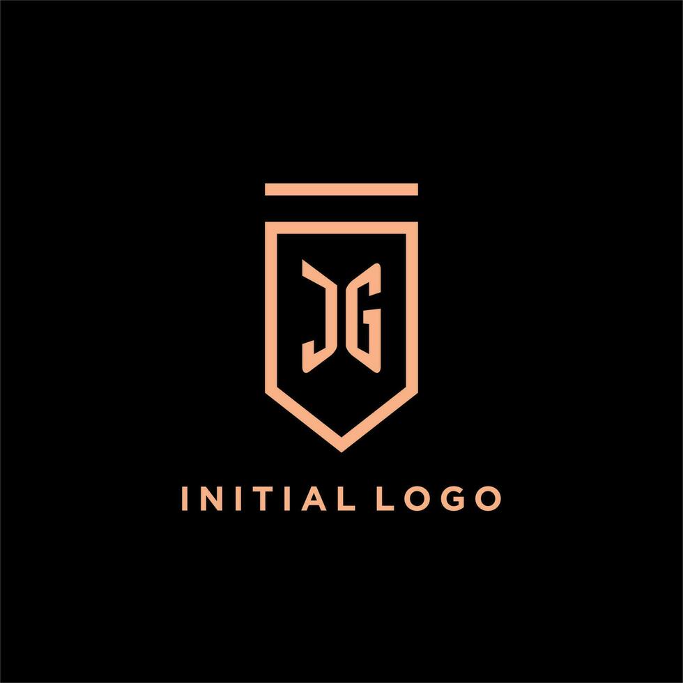JG monogram initial with shield logo design icon vector