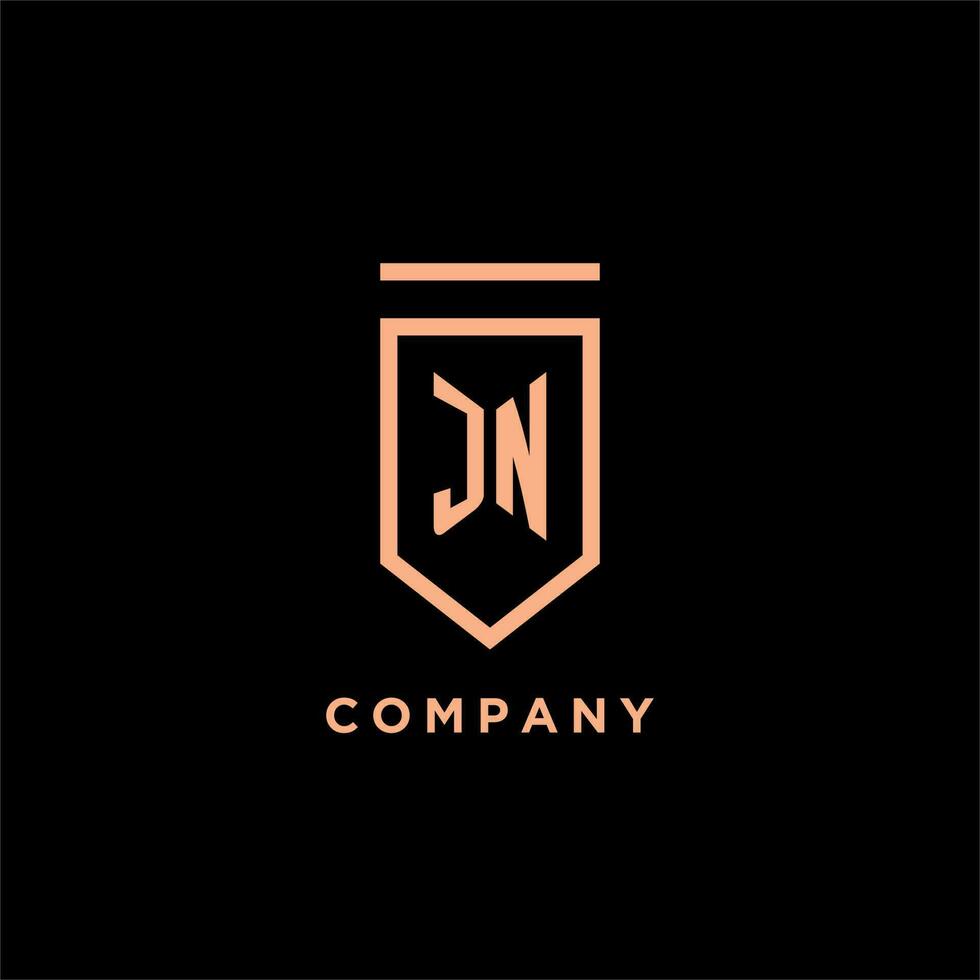 JN monogram initial with shield logo design icon vector