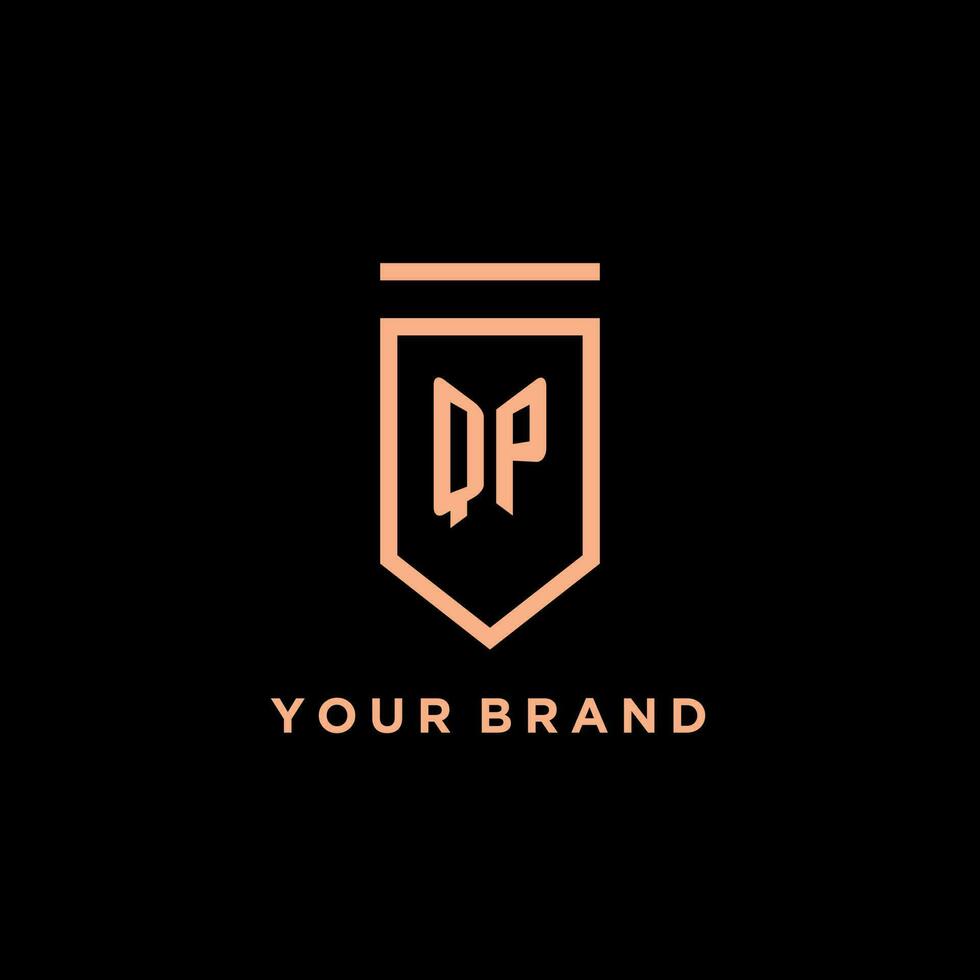 QP monogram initial with shield logo design icon vector