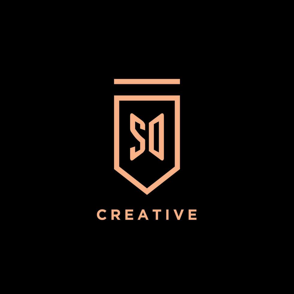SD monogram initial with shield logo design icon vector