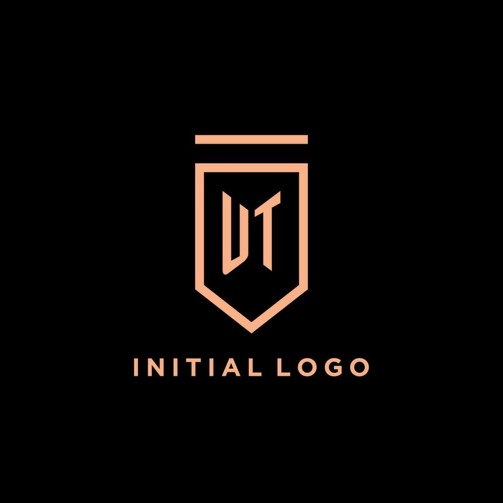 UT monogram initial with shield logo design icon vector