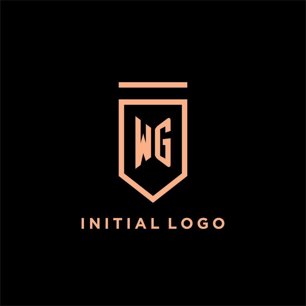 WG monogram initial with shield logo design icon vector