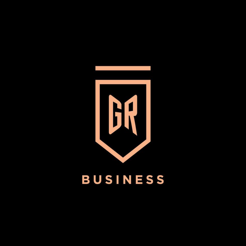 GR monogram initial with shield logo design icon vector