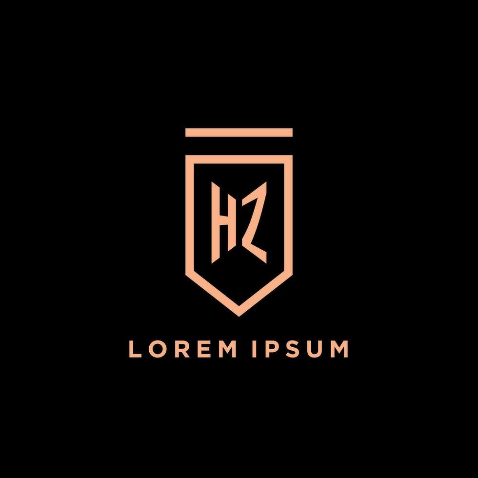 HZ monogram initial with shield logo design icon vector