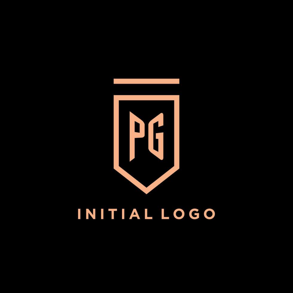 PG monogram initial with shield logo design icon vector