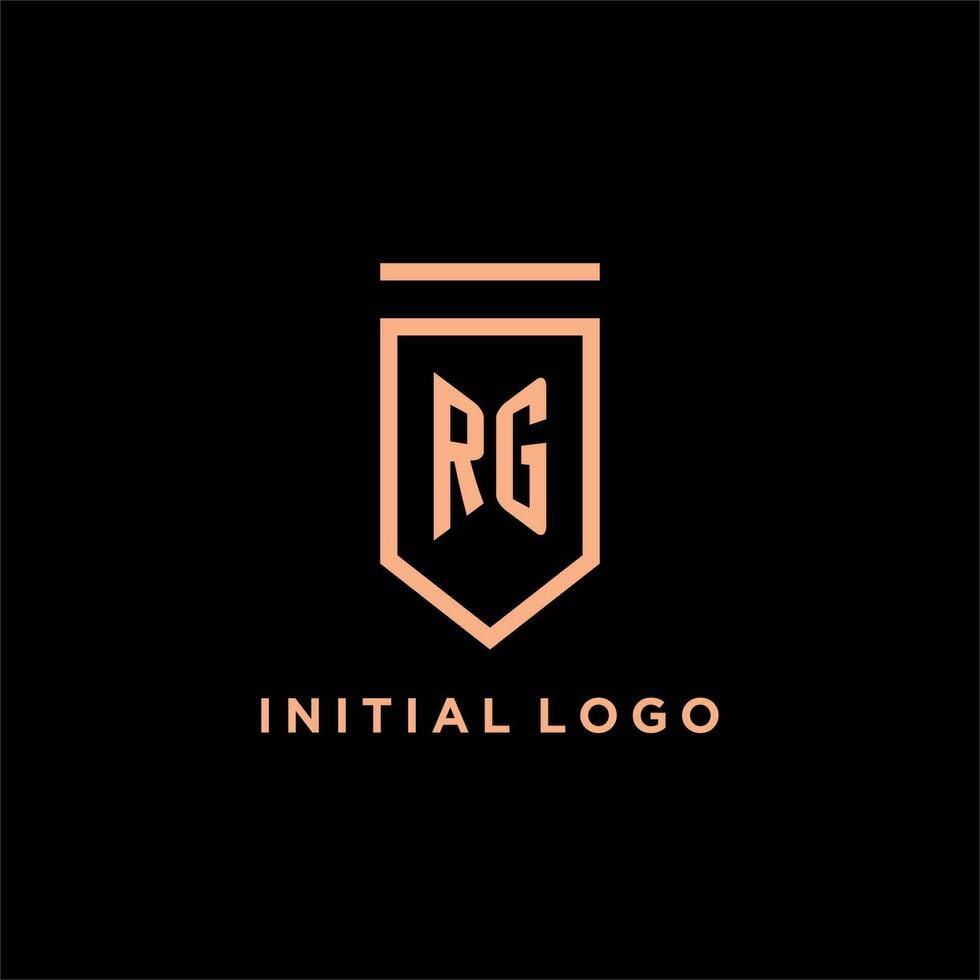 RG monogram initial with shield logo design icon vector