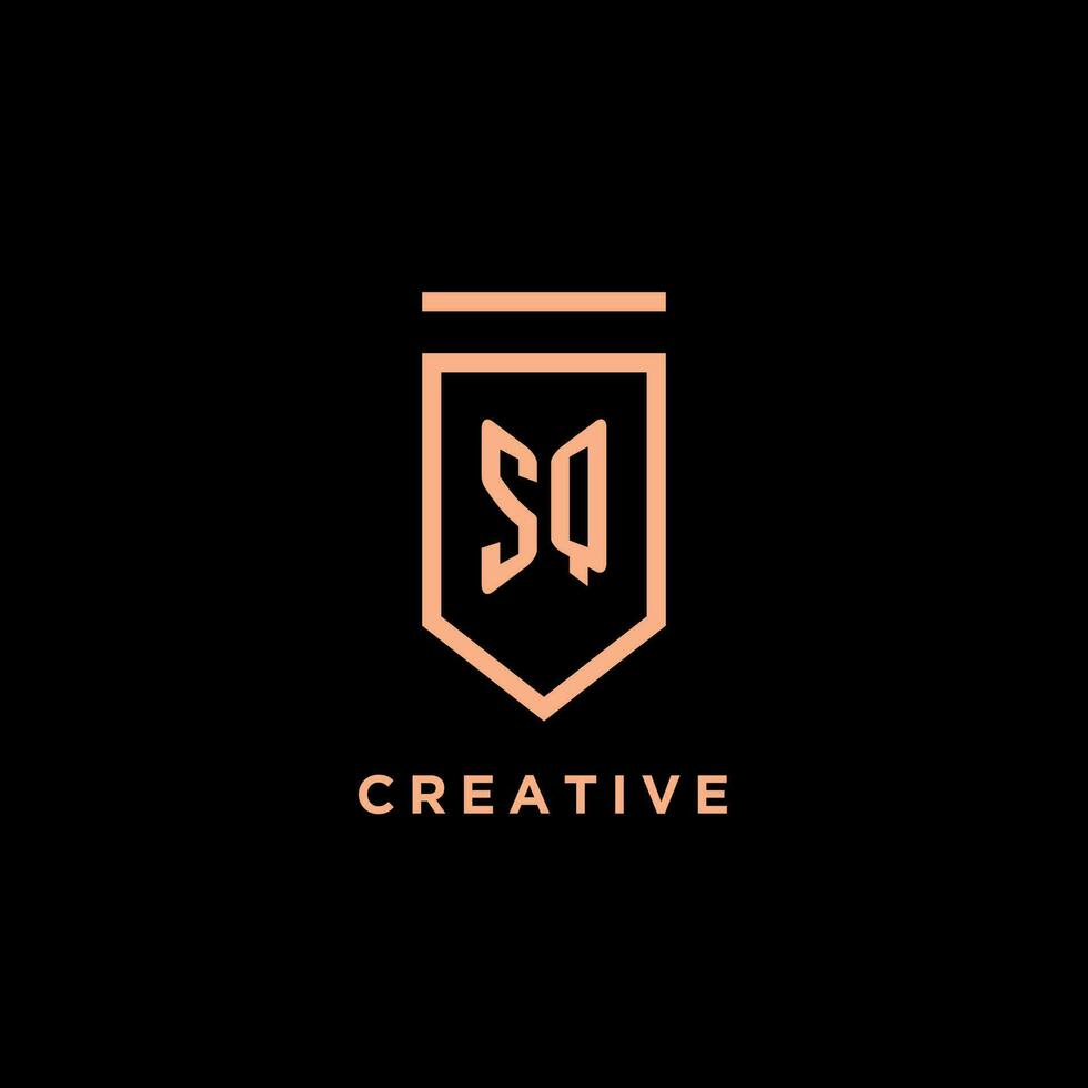SQ monogram initial with shield logo design icon vector