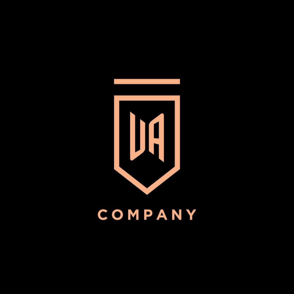 UA monogram initial with shield logo design icon vector