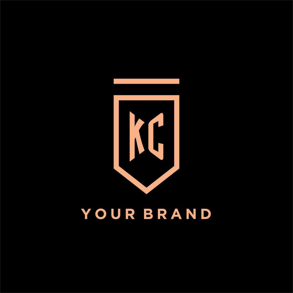KC monogram initial with shield logo design icon vector