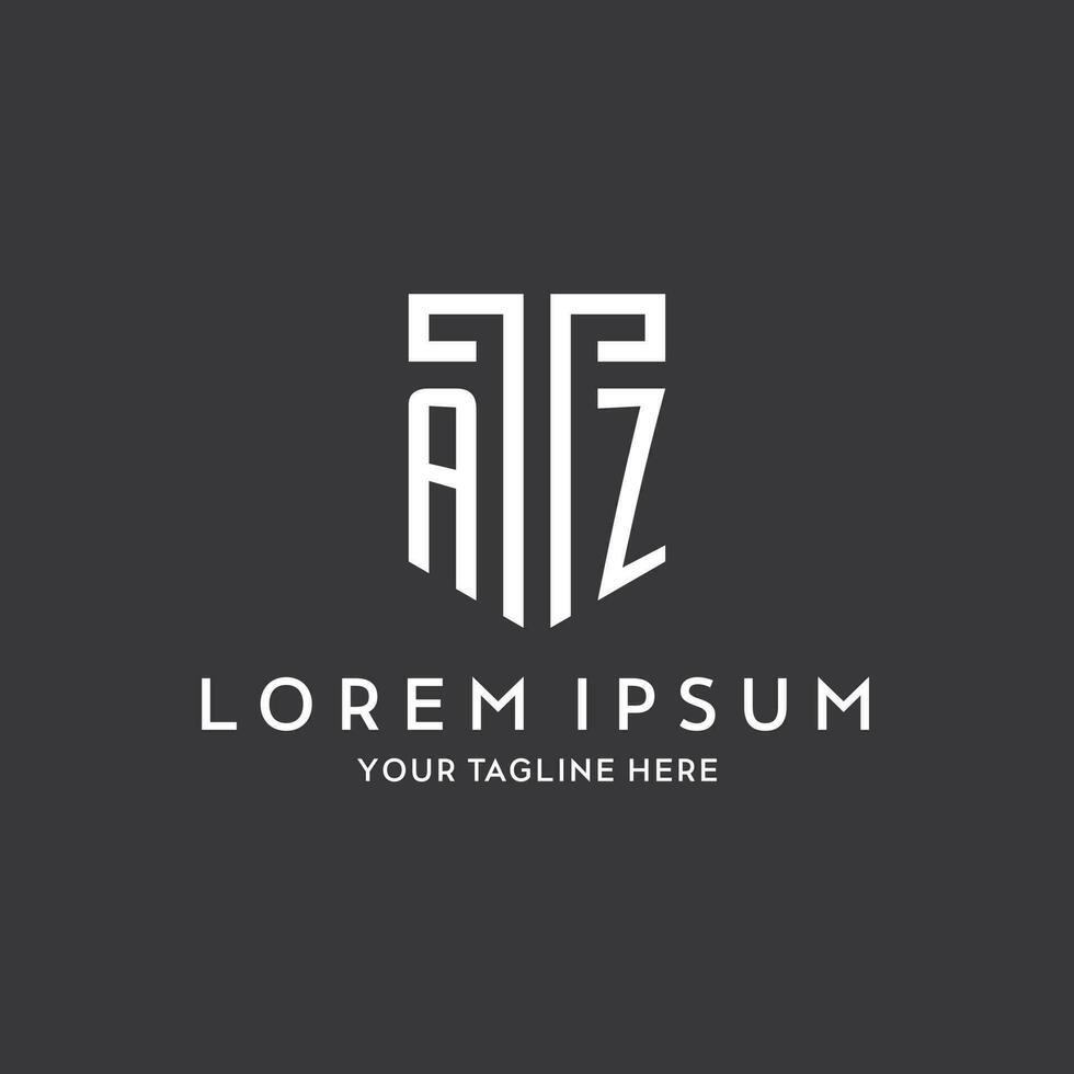 AZ monogram initial name with shield shape icon design vector