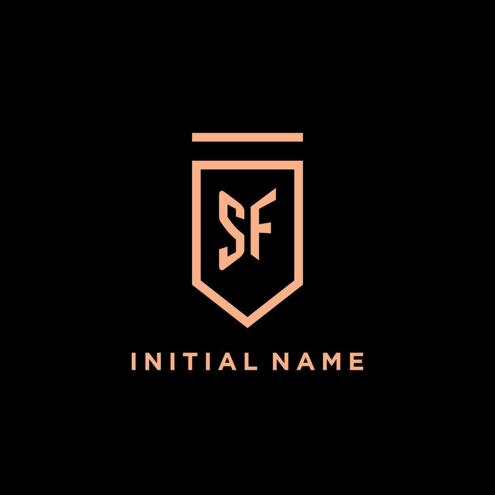 SF monogram initial with shield logo design icon vector