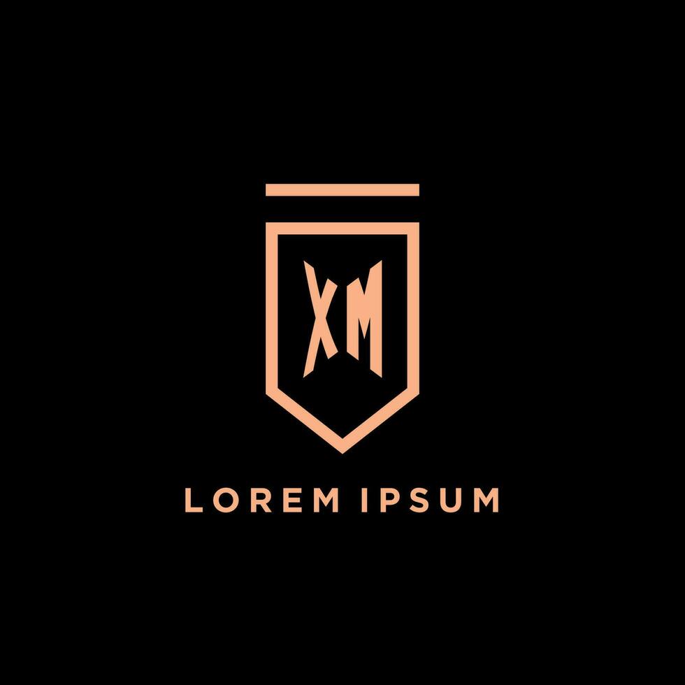 XM monogram initial with shield logo design icon vector