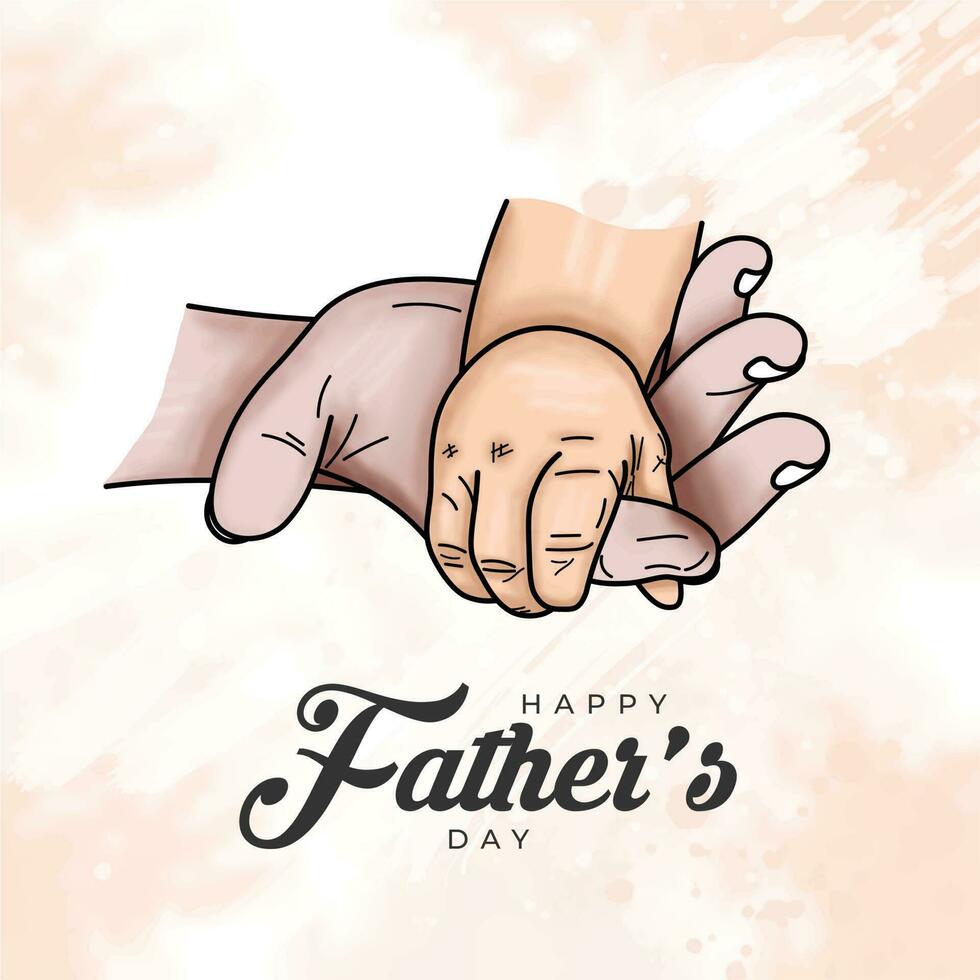Happy Fathers day Fathers hand holding newborn baby fingers vector