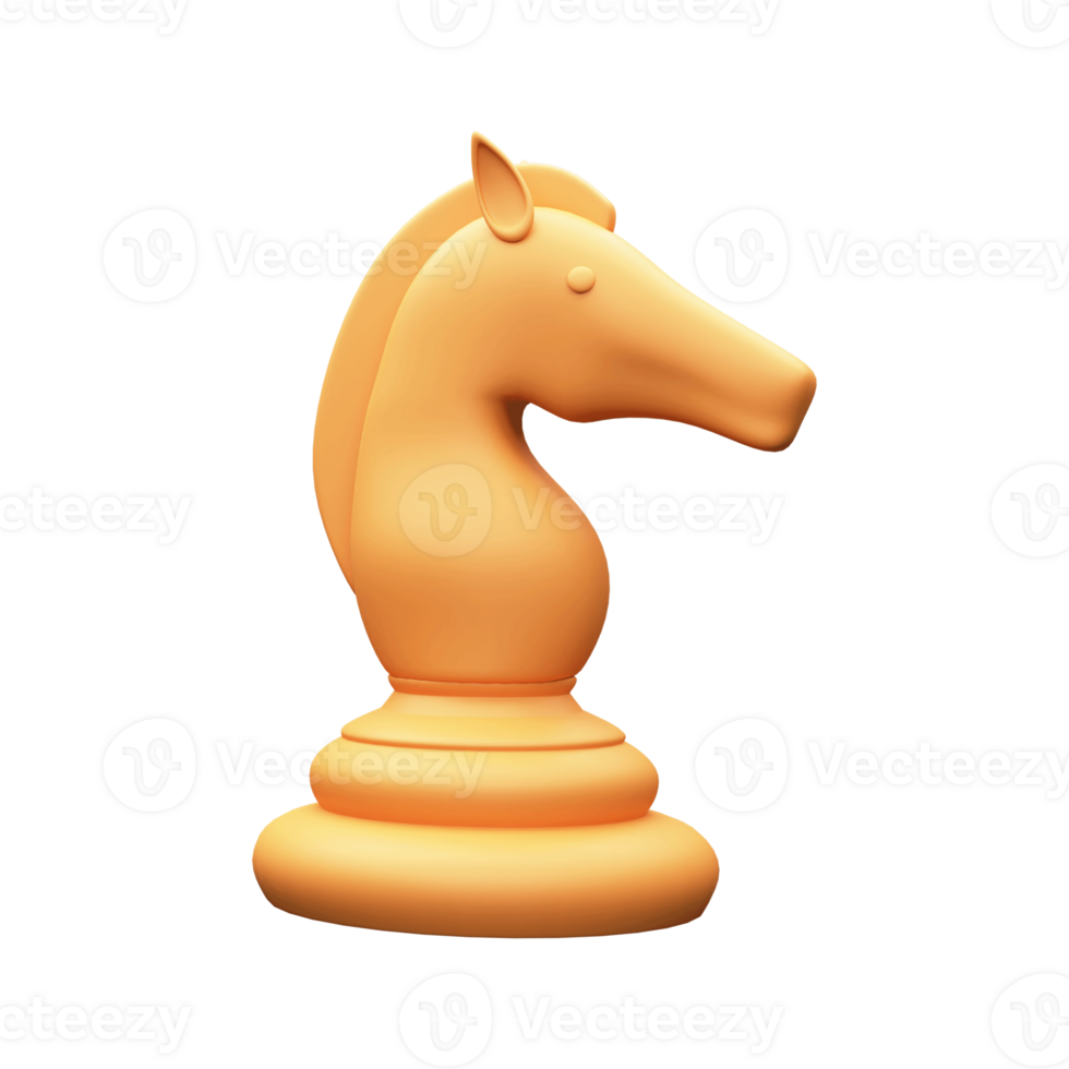 Golden Chess Piece Of 3D Render Knight Horse. png