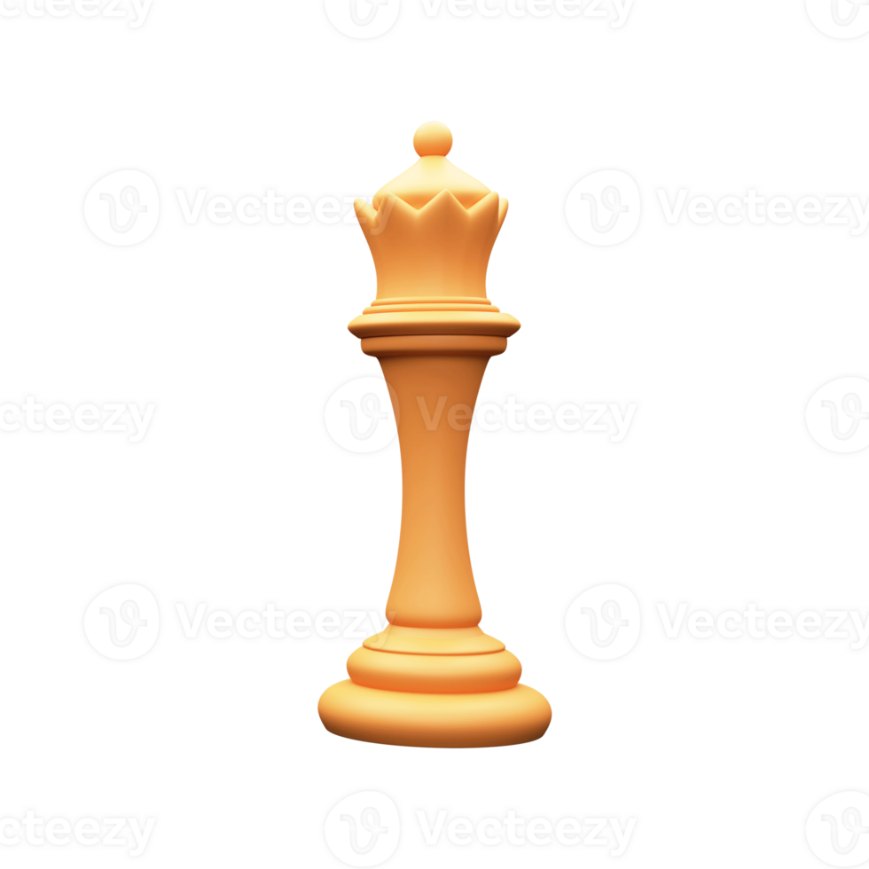 3D Rendering Golden Queen Chess Piece. png