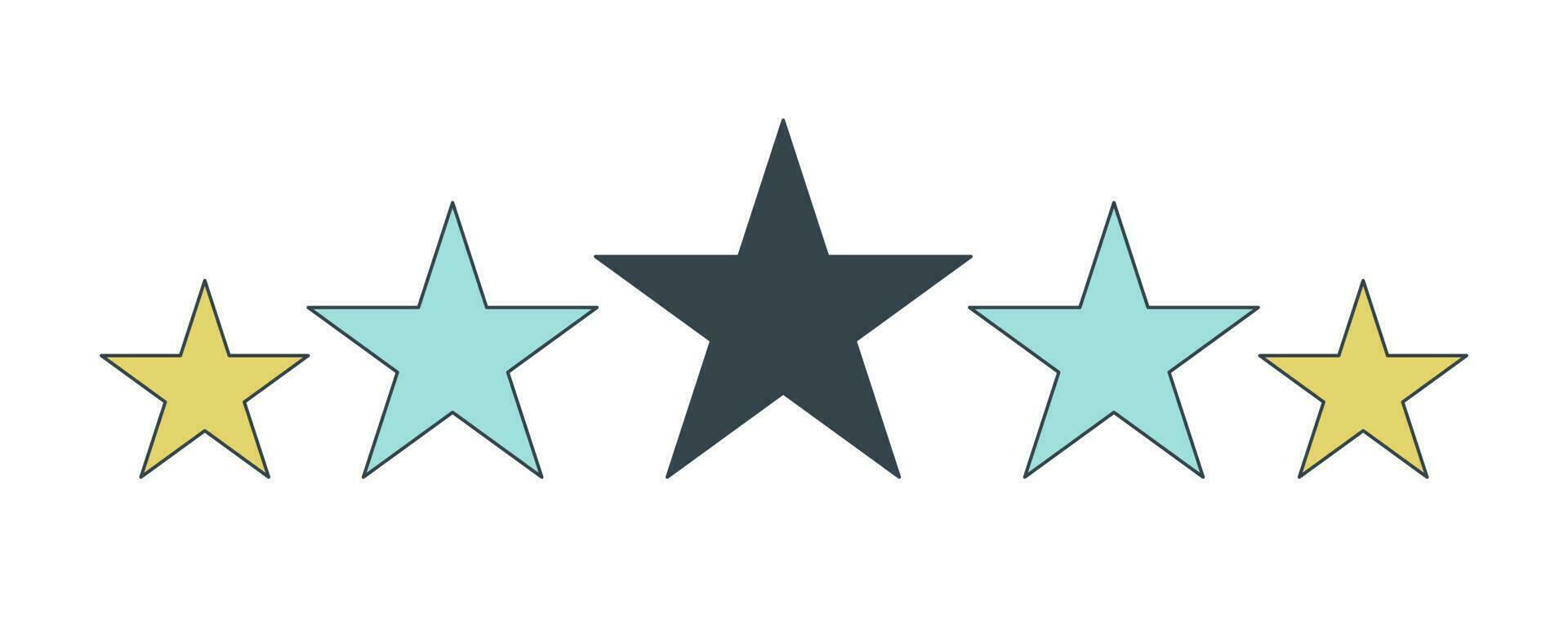Five star rating flat line color isolated vector icon. Bewertung sterne. Review stars 5. Editable clip art element on white background. Simple outline cartoon spot illustration for web design