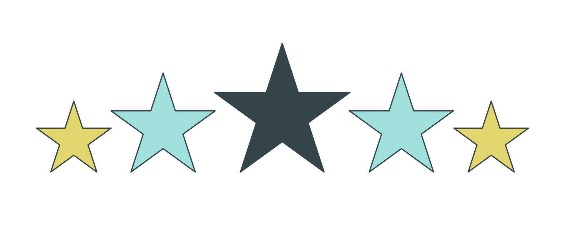 Five star rating flat line color isolated vector icon. Bewertung sterne. Review stars 5. Editable clip art element on white background. Simple outline cartoon spot illustration for web design