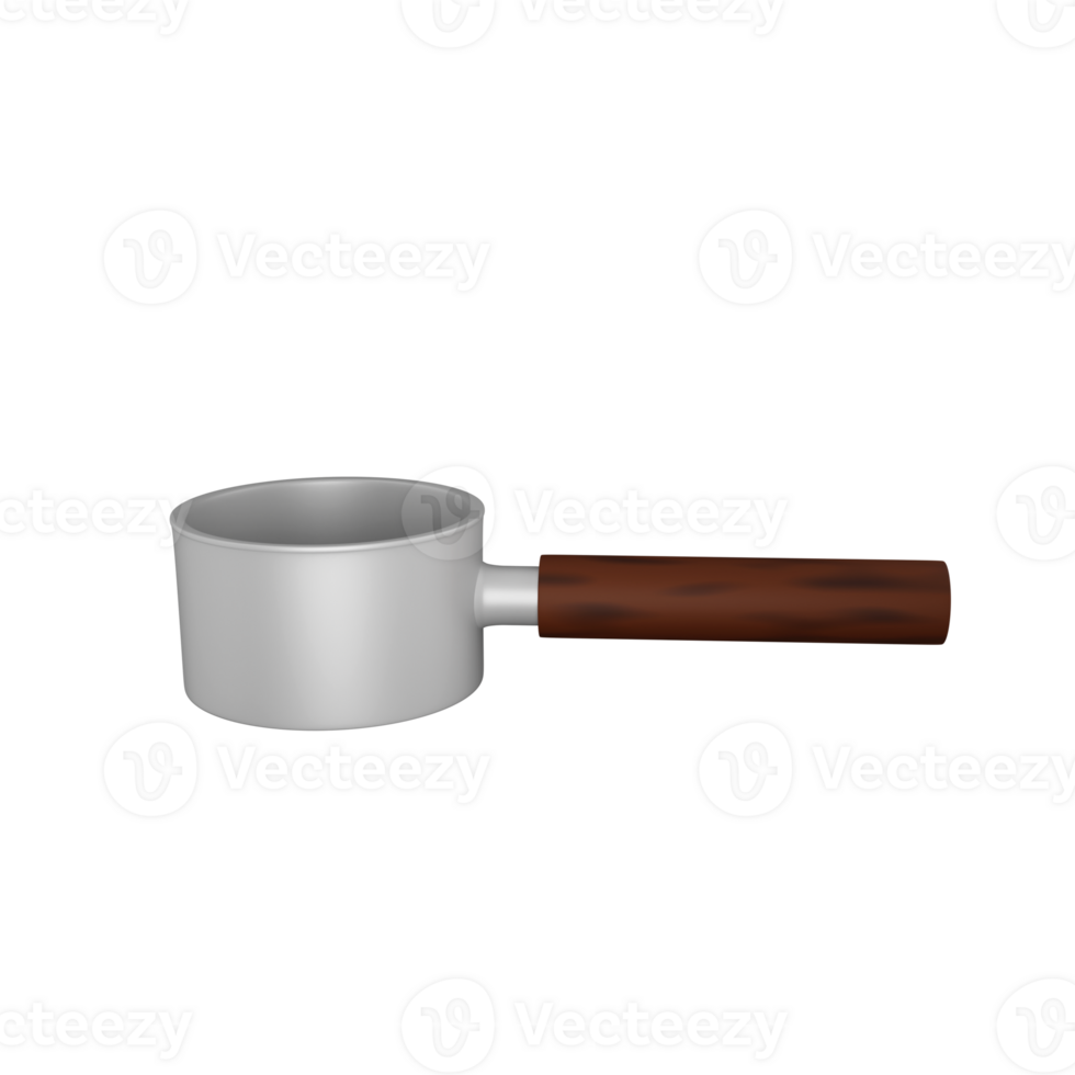 Isolated Grey Coffee Pan 3D Render. png
