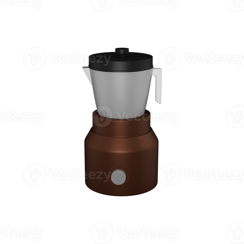 Silver And Bronze Electric Mocha Pot 3D Render. png
