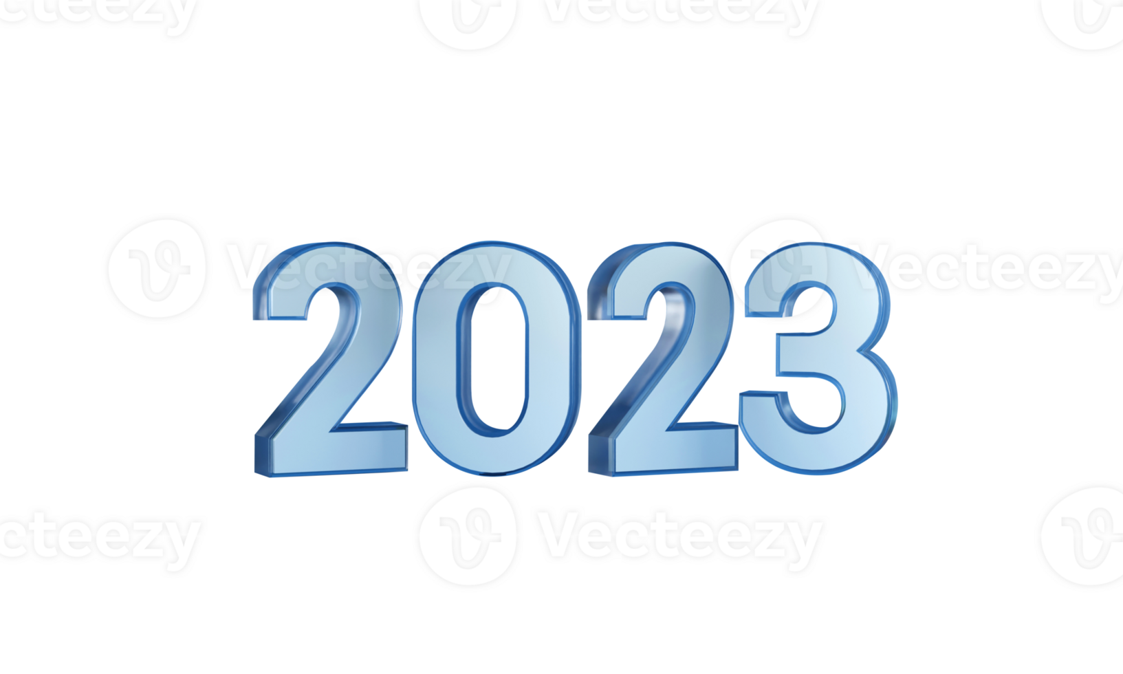 3D 2023 Number With Bauble, Snowflakes, Stars, Candy Cane And Fir Leaves. png