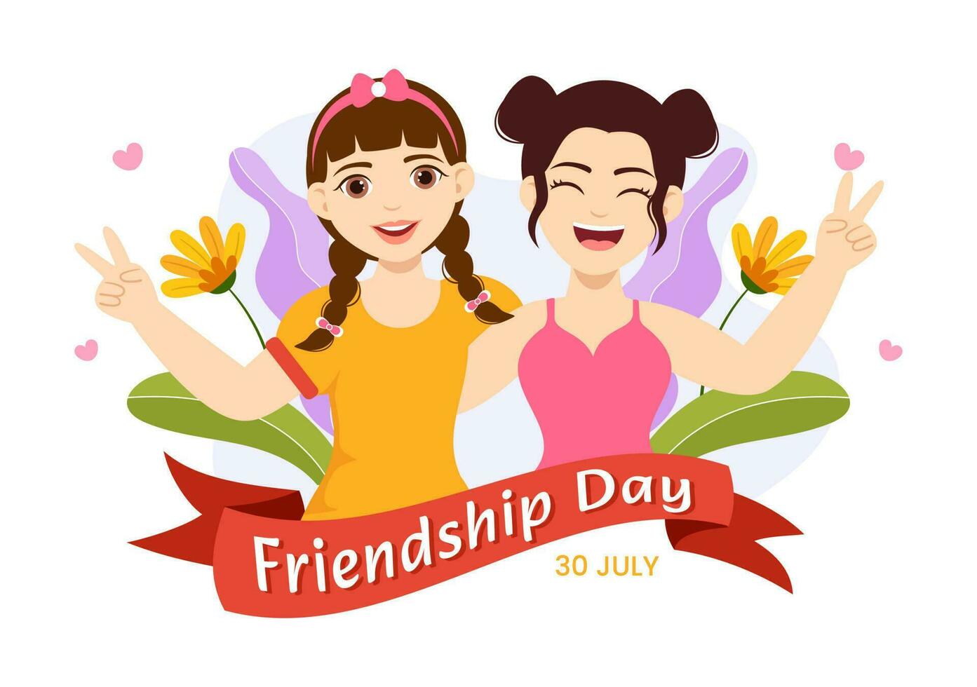 Happy Friendship Day Vector Illustration with Young Boys and Girls Togetherness in Flat Cartoon Hand Drawn Landing Page Background Templates