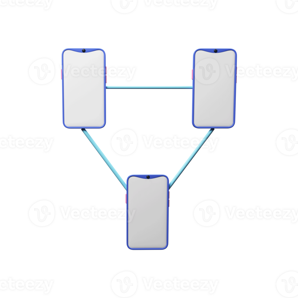 3d rendre de bleu mobile réseau connexion. png