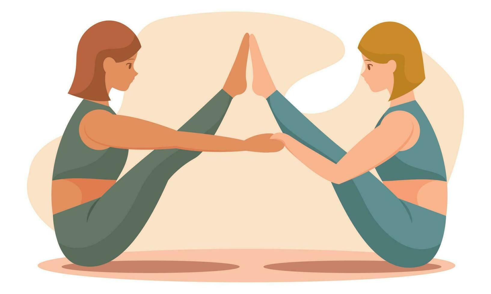 Isolated pair of people doing yoga exercises Vector illustration