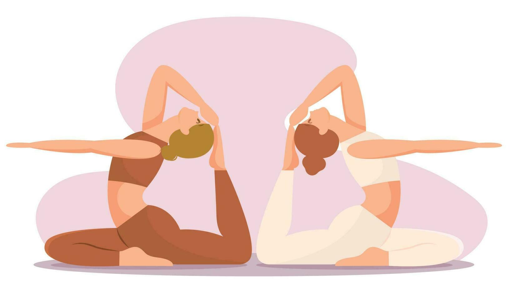 Isolated pair of people doing yoga exercises Vector illustration