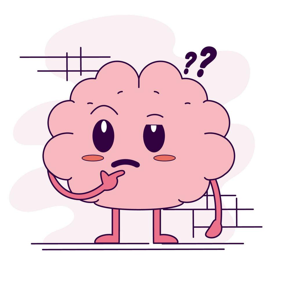 Isolated cute doubt brain cartoon character Vector illustration