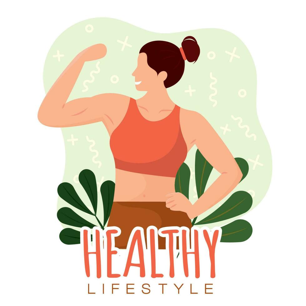 Isolated cute girl healthy abstract character Healthy lifestyle Vector illustration