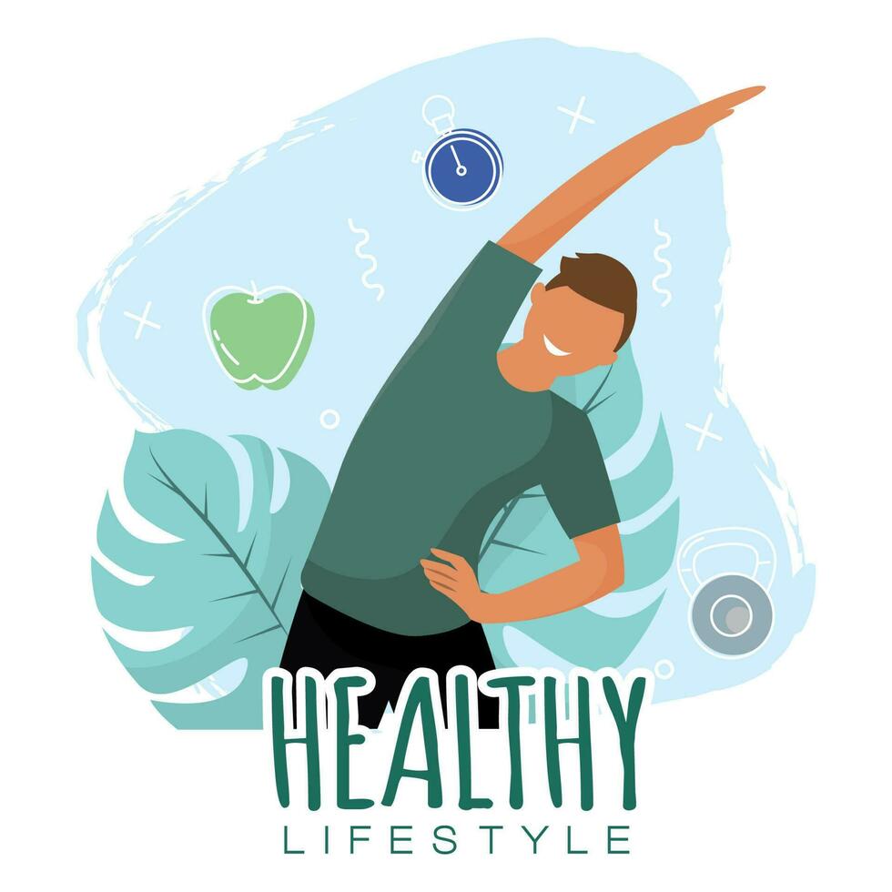 Isolated cute boy healthy abstract character Healthy lifestyle Vector illustration