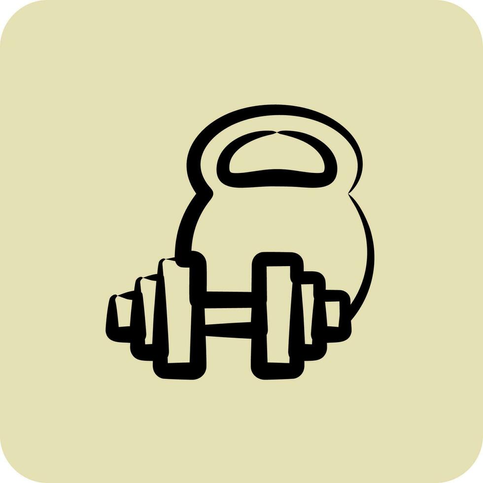 Icon Weight Training. suitable for Healthy symbol. hand drawn style. simple design editable. design template vector